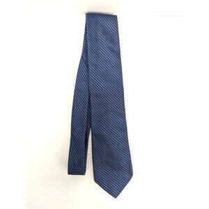 Daniel Cremieux Men Silk Necktie Two Tone Blue Narrow Stripe Standard 60 Inch